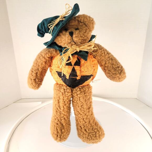 Jo-Ann Stores 1999 Halloween Pumpkin Teddy Bear 12" Plush Witch Hat Collectible - Picture 6 of 15